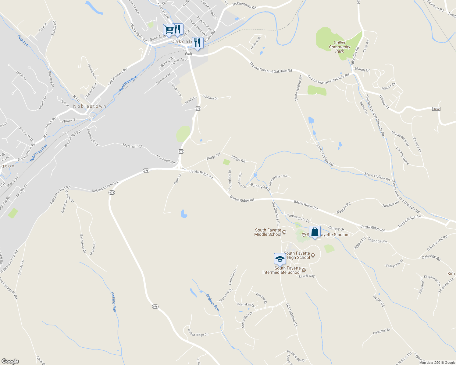 map of restaurants, bars, coffee shops, grocery stores, and more near 709 Woodbridge Drive in Oakdale