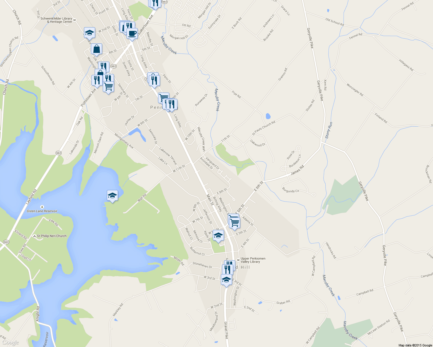 map of restaurants, bars, coffee shops, grocery stores, and more near 907 Carrington Drive in Red Hill