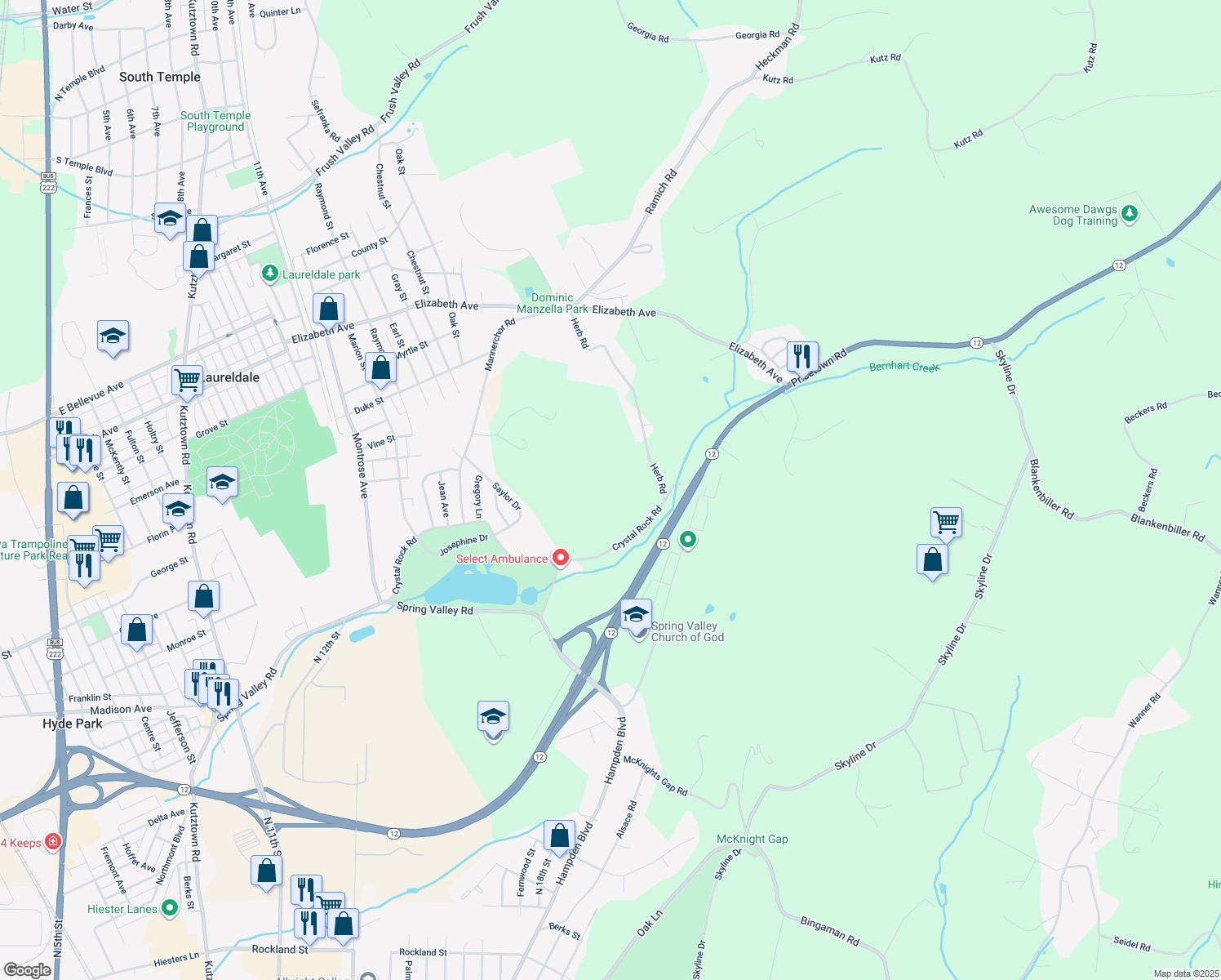 map of restaurants, bars, coffee shops, grocery stores, and more near 2324 Herb Road in Temple