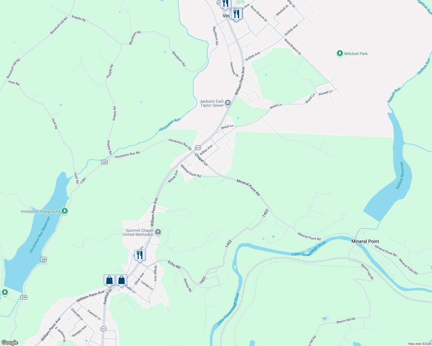 map of restaurants, bars, coffee shops, grocery stores, and more near 101 Willad Drive in Mineral Point