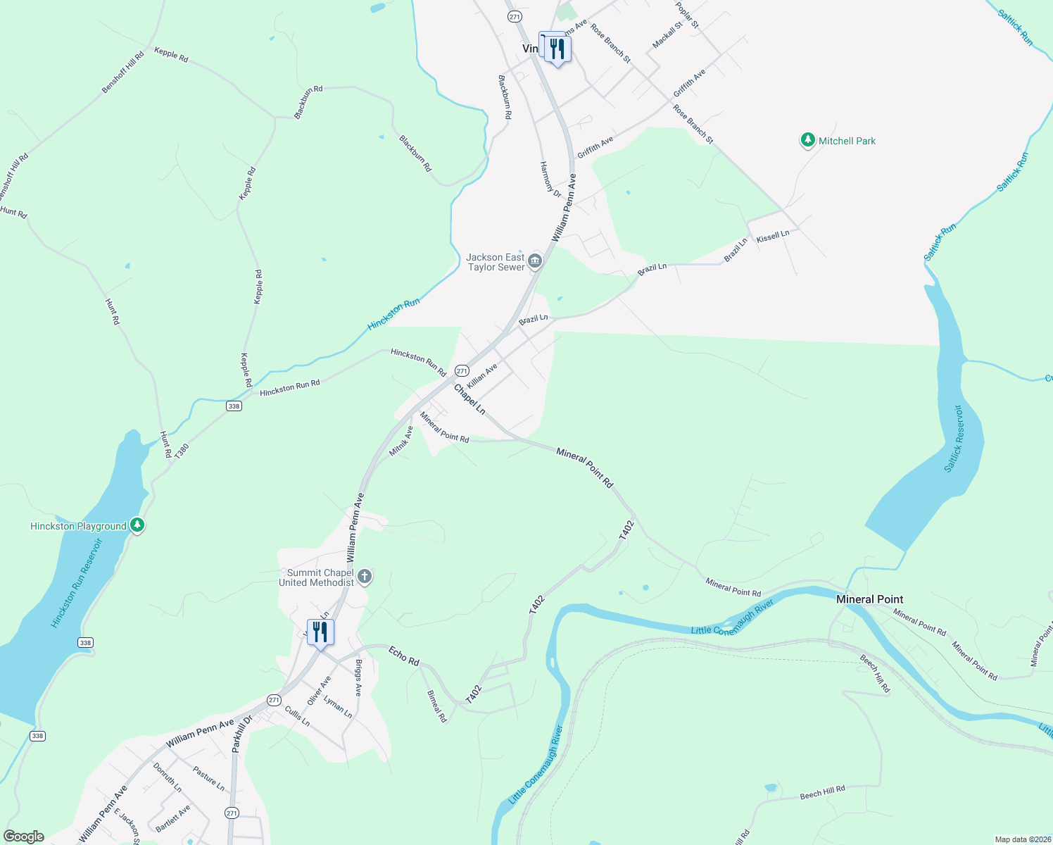 map of restaurants, bars, coffee shops, grocery stores, and more near 101-199 Willad Drive in Mineral Point