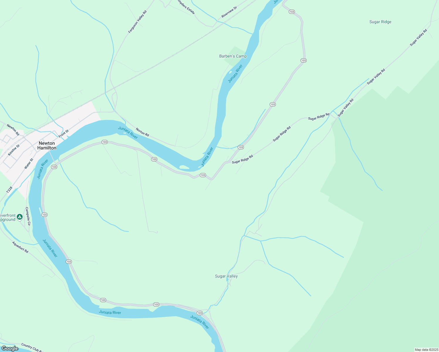 map of restaurants, bars, coffee shops, grocery stores, and more near 1940 Pennsylvania 103 in McVeytown