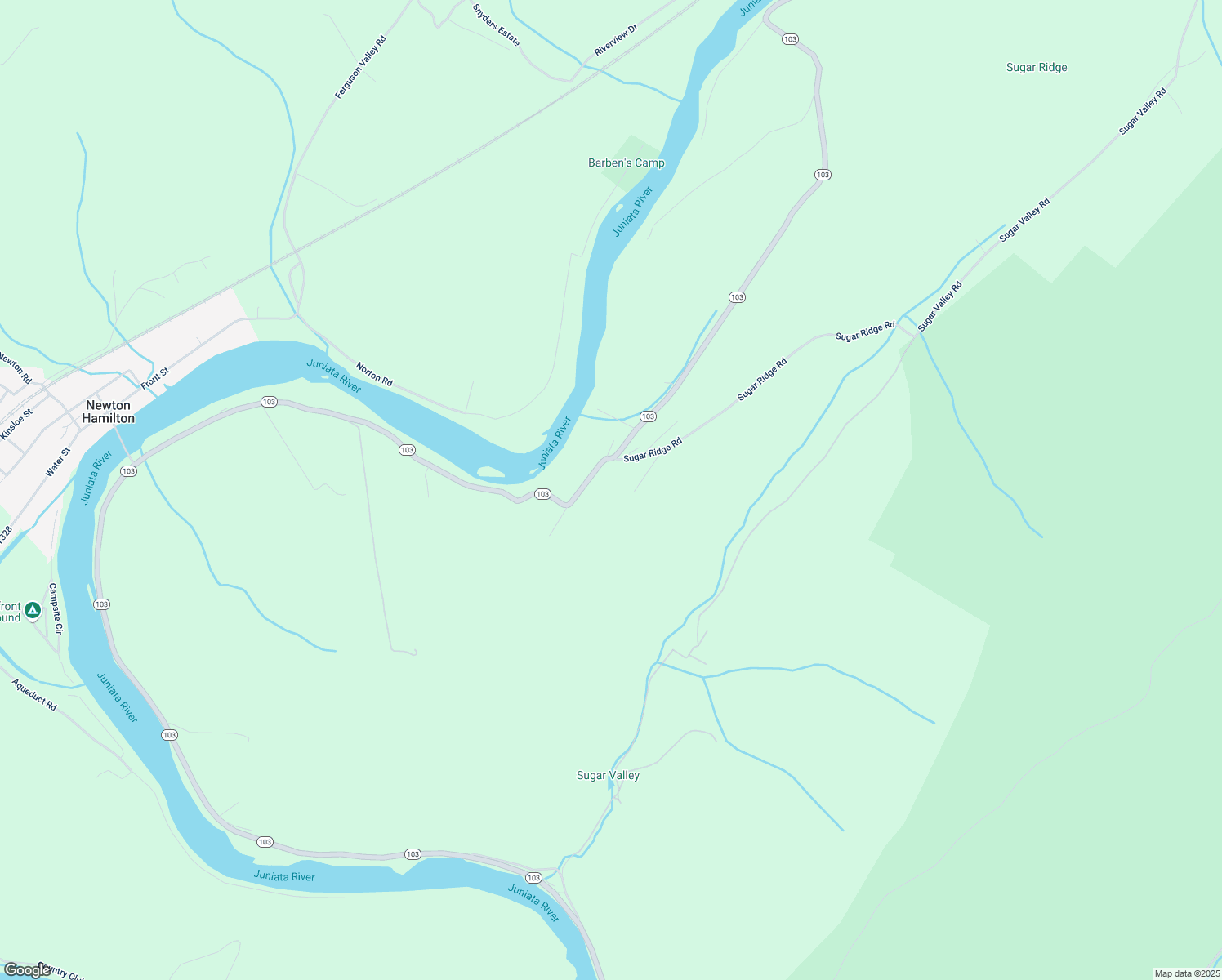 map of restaurants, bars, coffee shops, grocery stores, and more near 1940 Pennsylvania 103 in McVeytown
