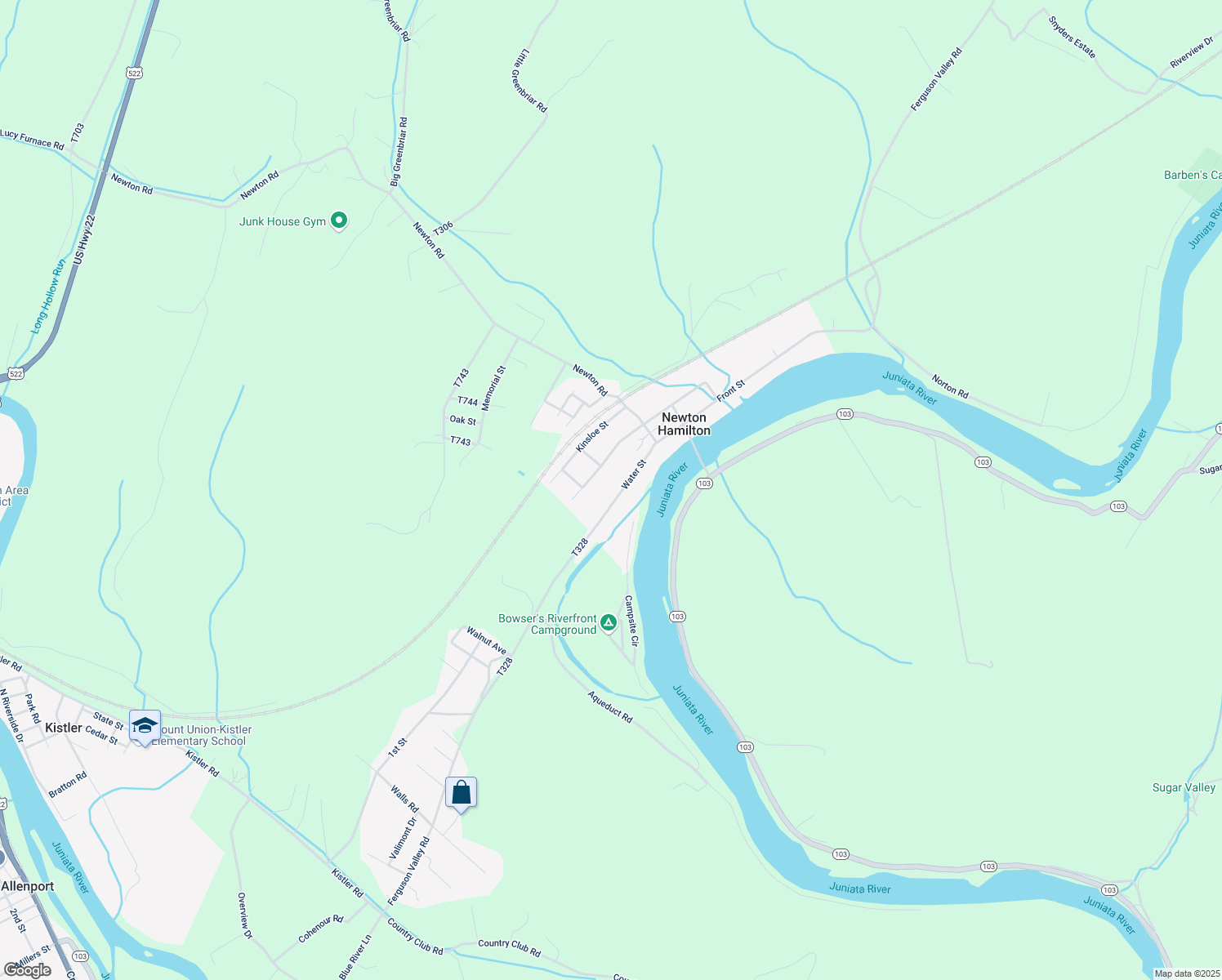 map of restaurants, bars, coffee shops, grocery stores, and more near 690 Water Street in Mount Union