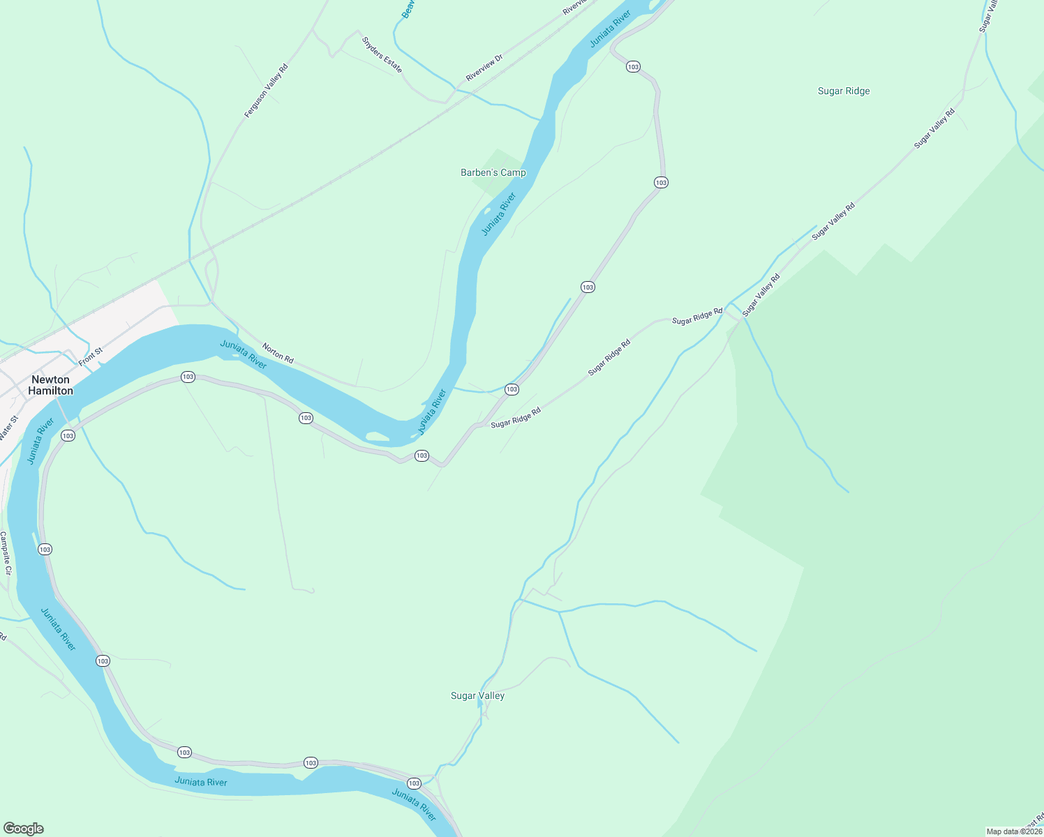 map of restaurants, bars, coffee shops, grocery stores, and more near 43 Sugar Ridge Road in McVeytown