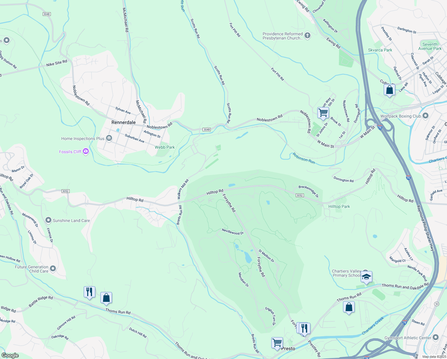 map of restaurants, bars, coffee shops, grocery stores, and more near 3151 Annandale Dr in Presto