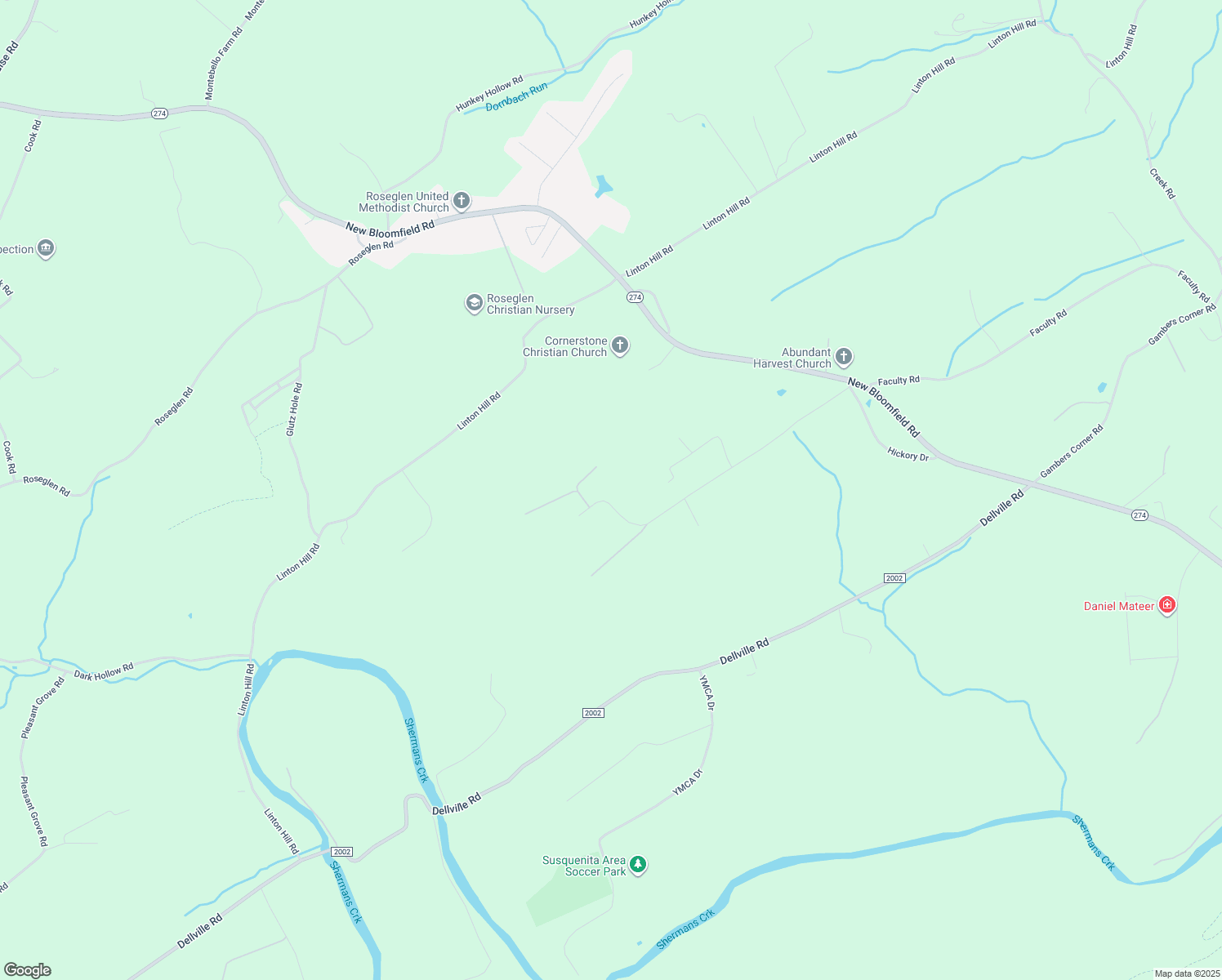 map of restaurants, bars, coffee shops, grocery stores, and more near 340 Faculty Road in Duncannon