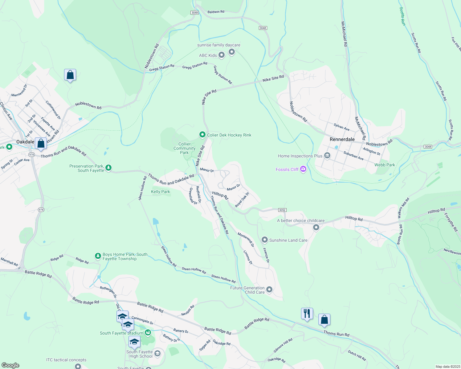 map of restaurants, bars, coffee shops, grocery stores, and more near 1122 Woodruff Circle in Oakdale