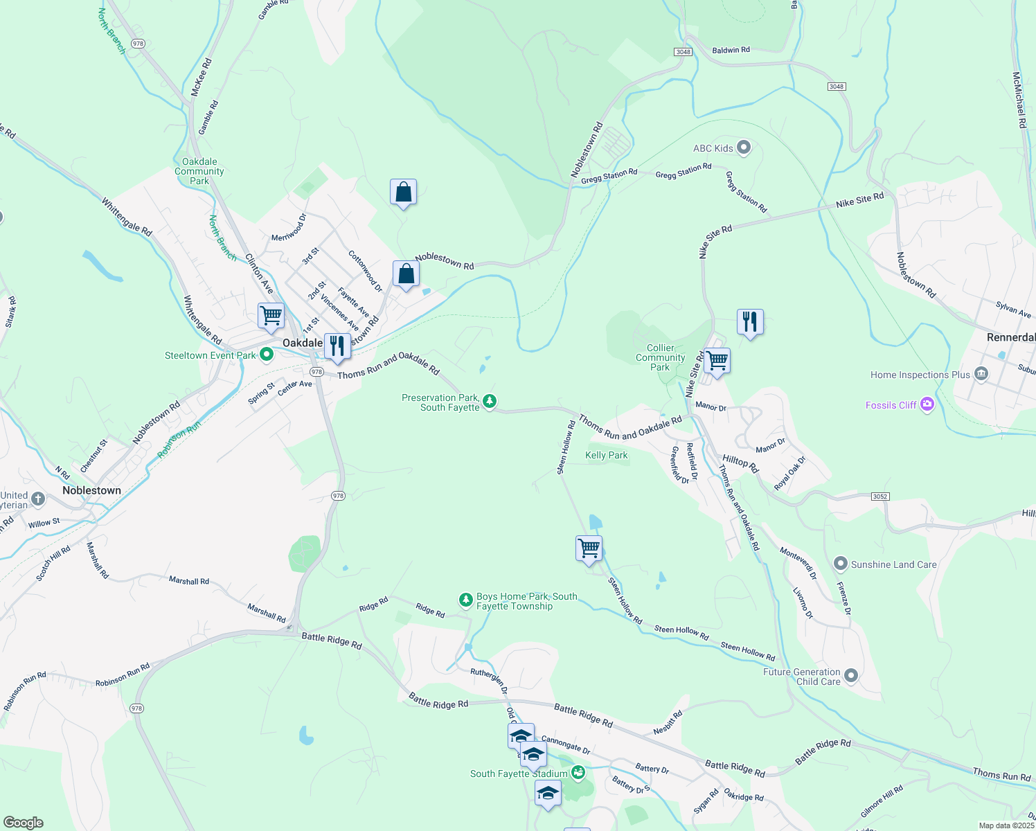 map of restaurants, bars, coffee shops, grocery stores, and more near 662 Seminary Avenue in Oakdale