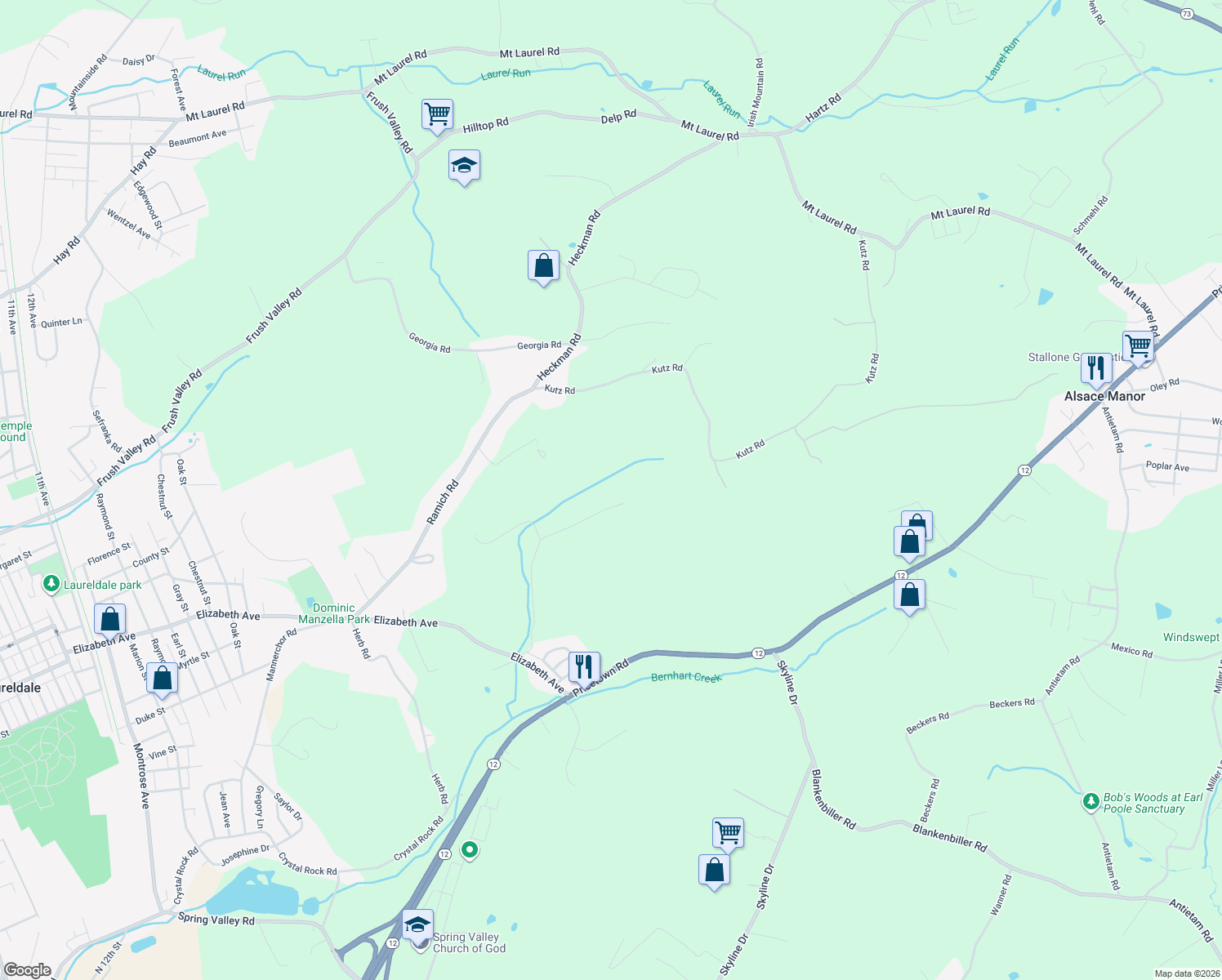 map of restaurants, bars, coffee shops, grocery stores, and more near 27 Cherry Lane in Temple