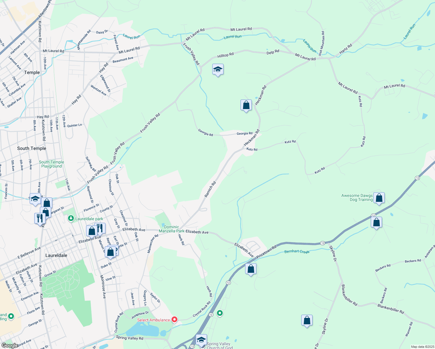 map of restaurants, bars, coffee shops, grocery stores, and more near 1745 Ramich Road in Temple
