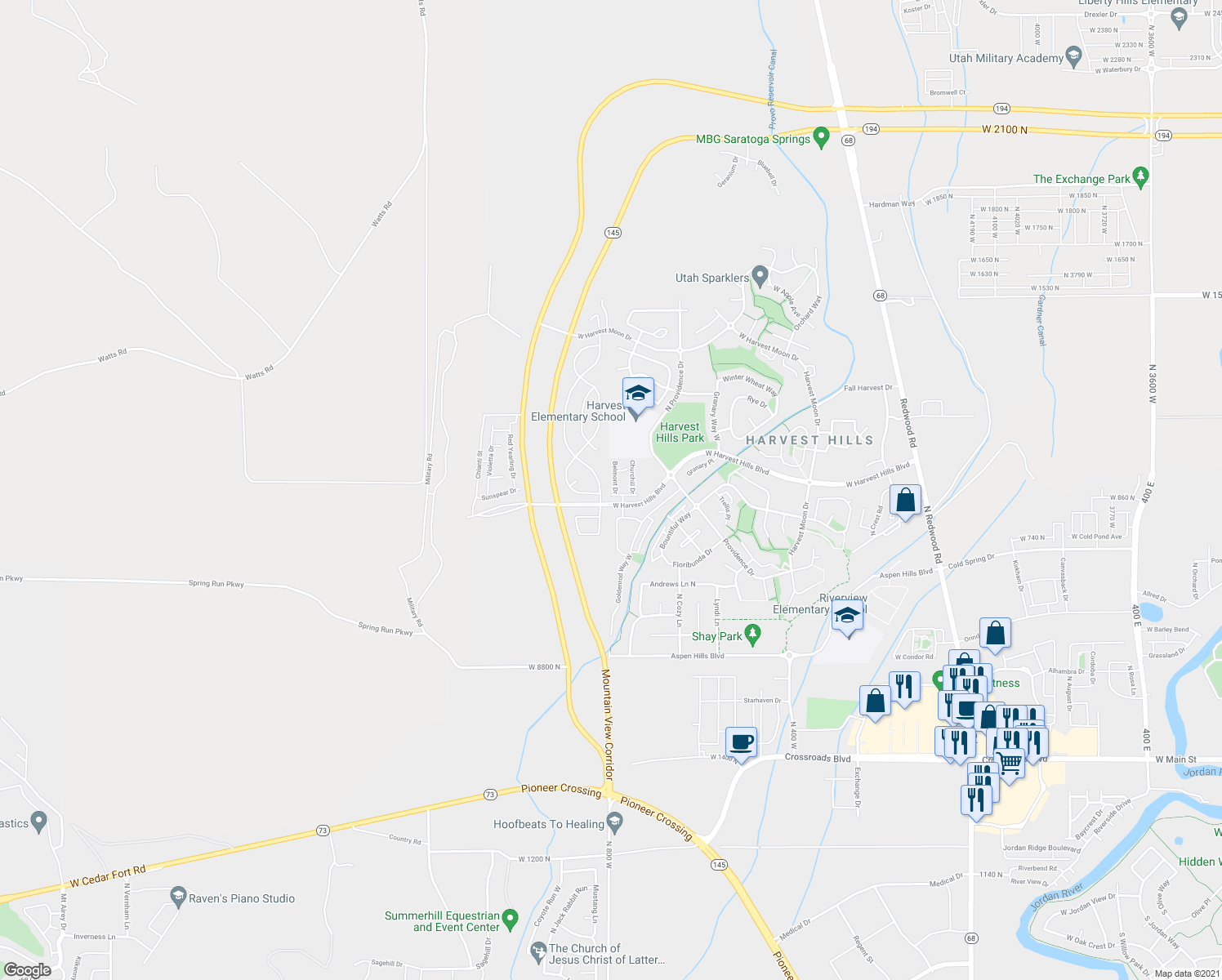 map of restaurants, bars, coffee shops, grocery stores, and more near 1987 Belmont Drive in Saratoga Springs