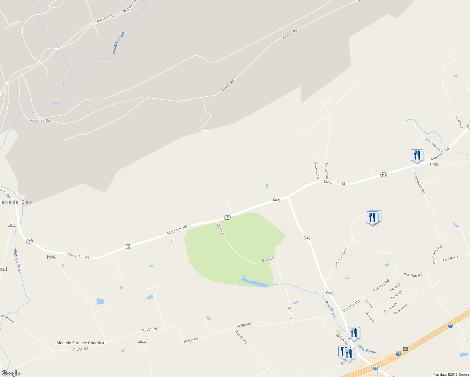 map of restaurants, bars, coffee shops, grocery stores, and more near 97060 Mountain Road in Grantville