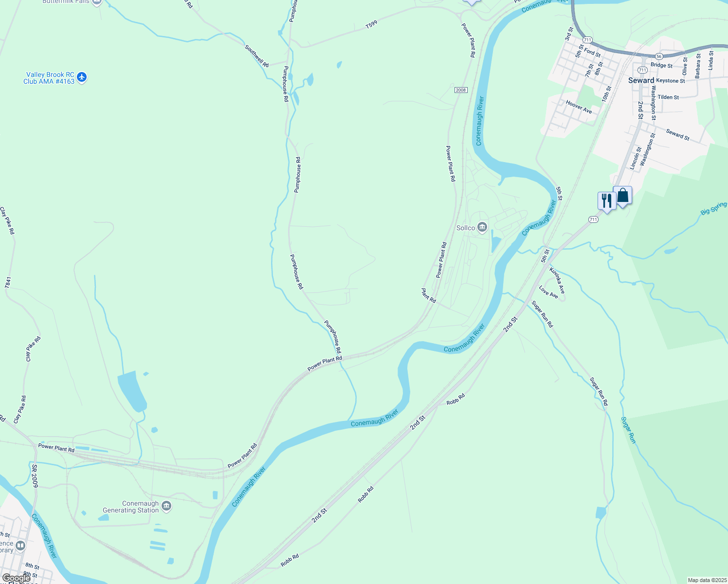 map of restaurants, bars, coffee shops, grocery stores, and more near 94 Pumphouse Road in New Florence