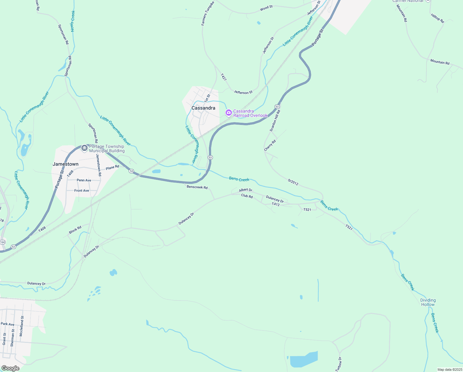 map of restaurants, bars, coffee shops, grocery stores, and more near 128 Curvey Road in Lilly