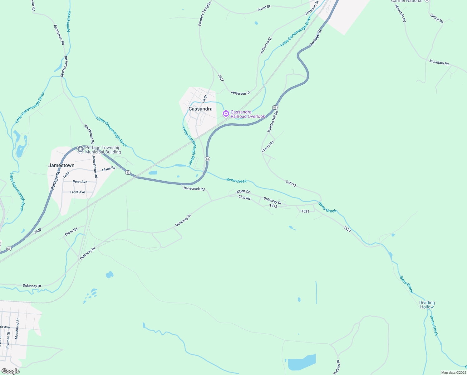 map of restaurants, bars, coffee shops, grocery stores, and more near 128 Curvey Road in Lilly