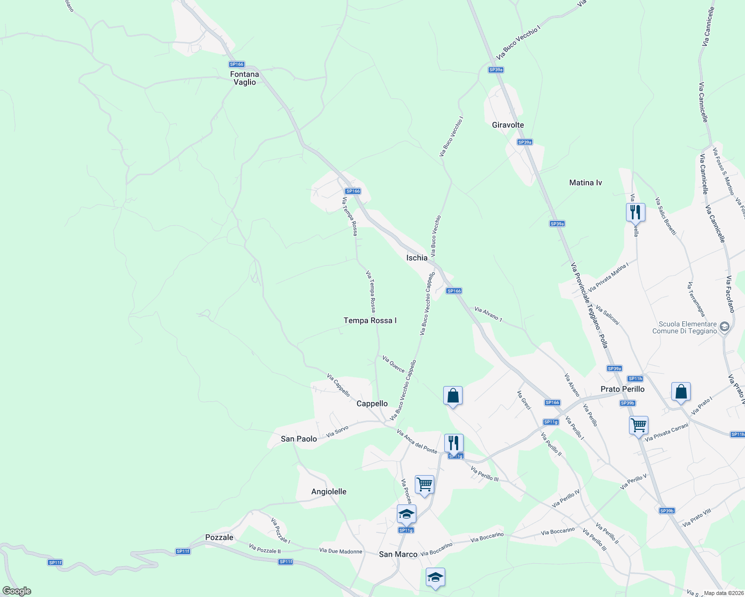 map of restaurants, bars, coffee shops, grocery stores, and more near 26 Via Tempa Rossa in Provincia di Salerno