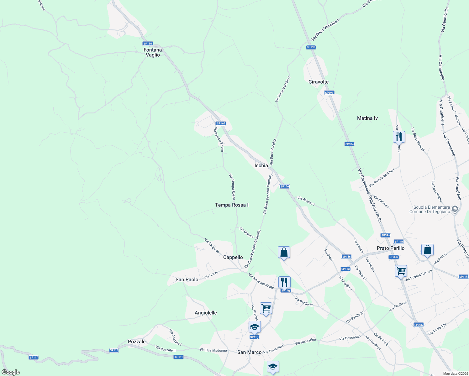 map of restaurants, bars, coffee shops, grocery stores, and more near 26 Via Tempa Rossa in Provincia di Salerno