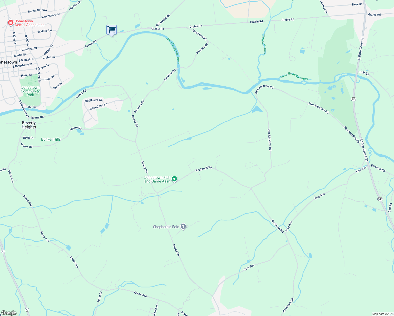 map of restaurants, bars, coffee shops, grocery stores, and more near 2182 Kenbrook Road in Lebanon