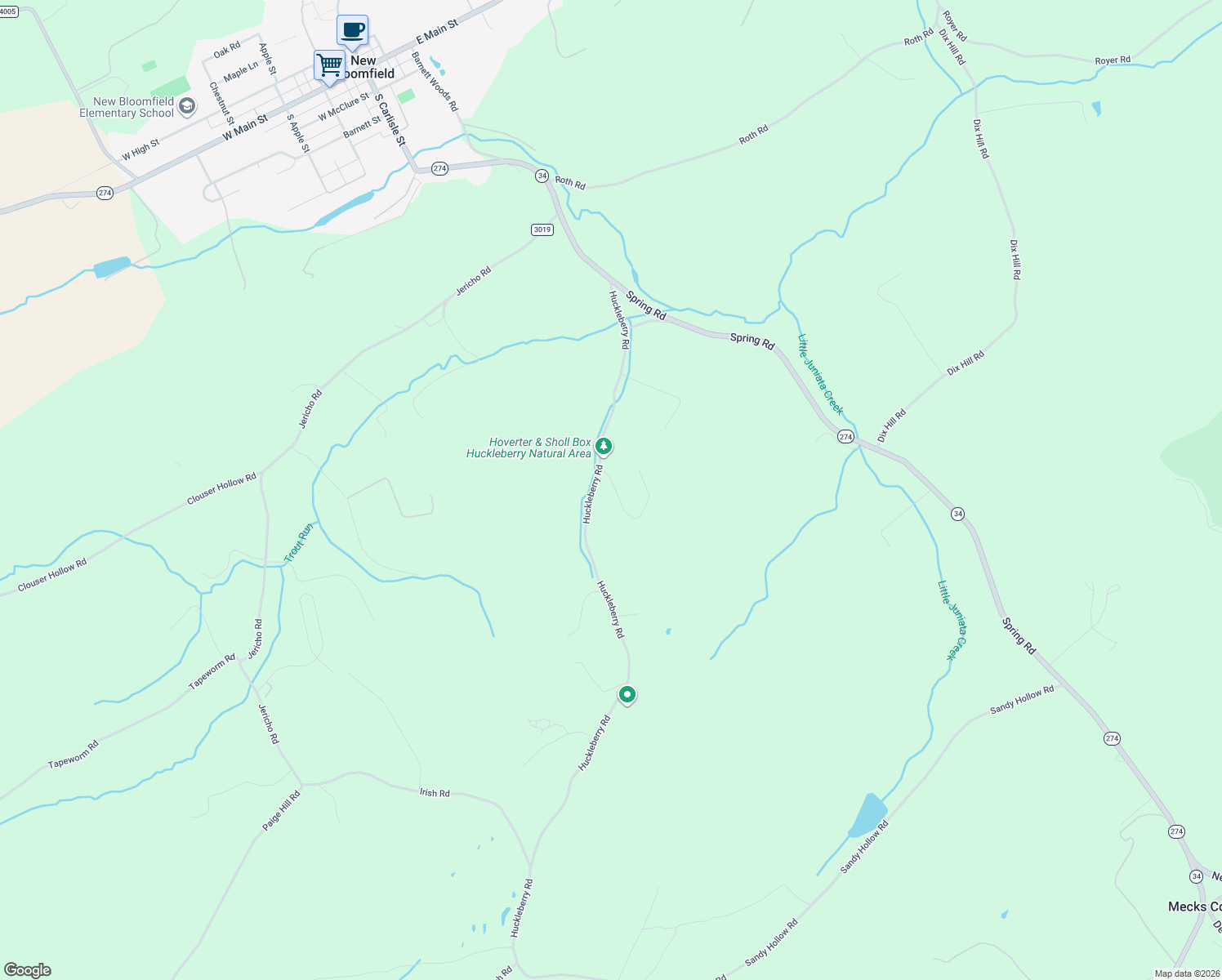 map of restaurants, bars, coffee shops, grocery stores, and more near 118 Arbutus Lane in New Bloomfield