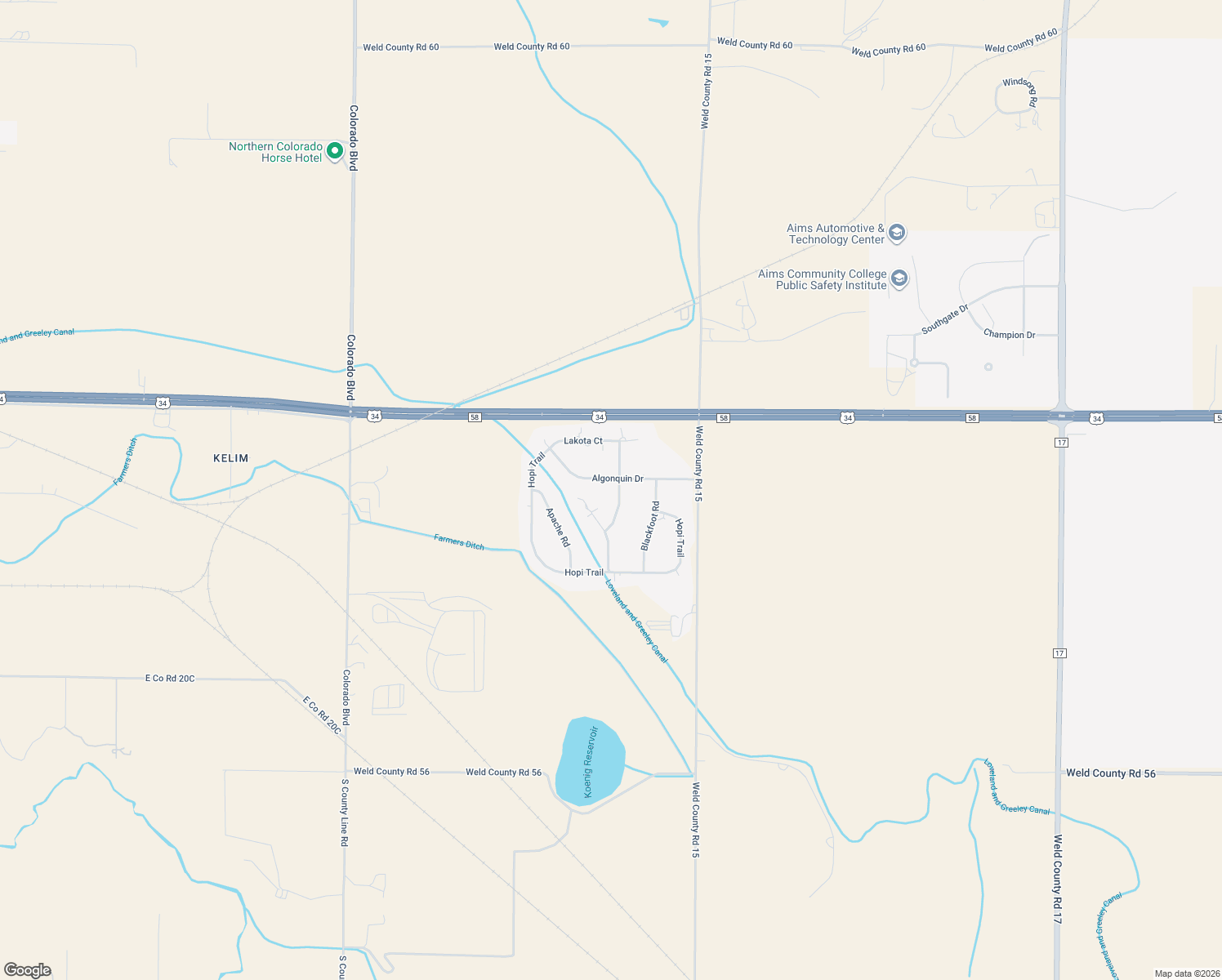 map of restaurants, bars, coffee shops, grocery stores, and more near 27847 Arikaree Rd in Loveland
