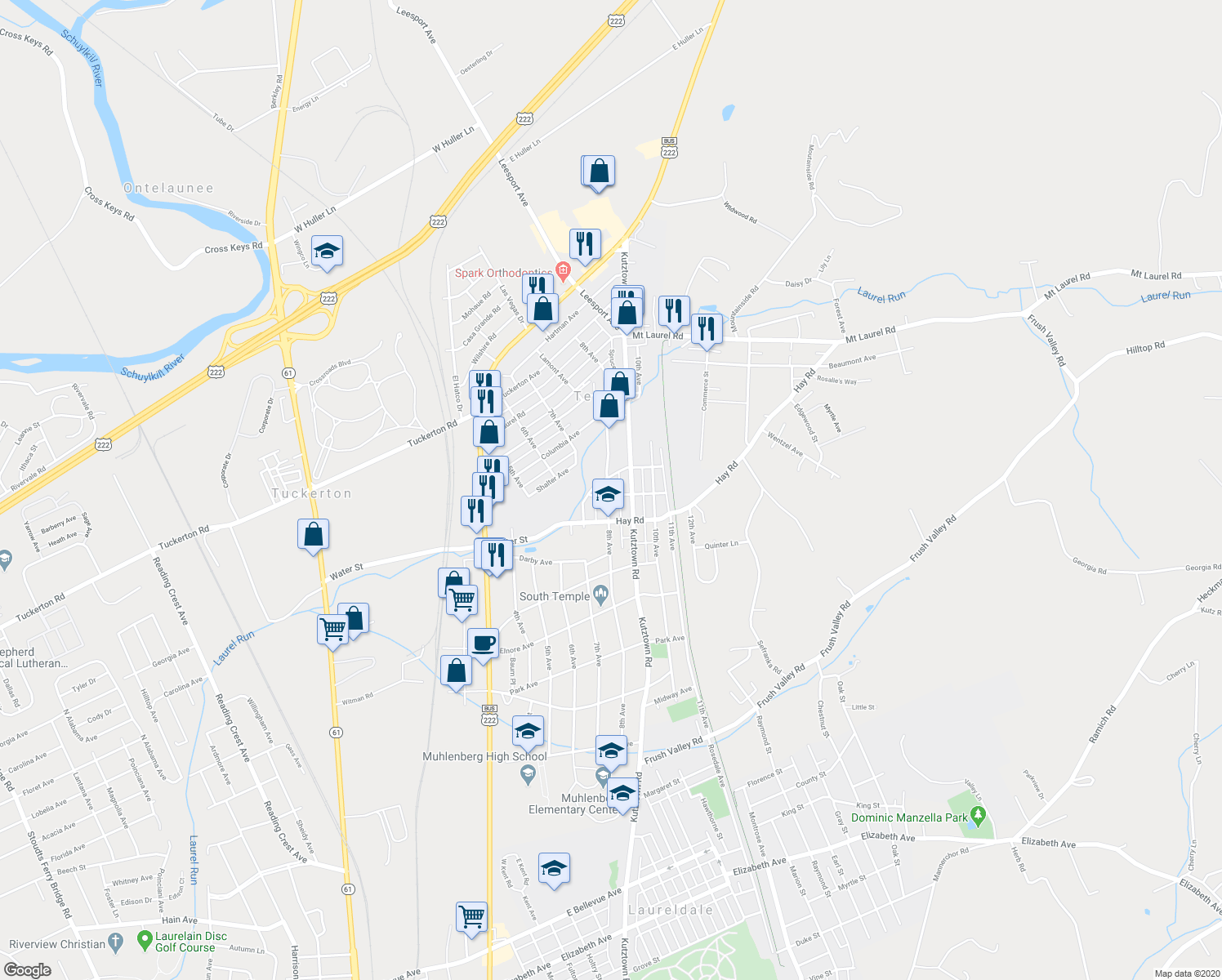 map of restaurants, bars, coffee shops, grocery stores, and more near 4603 8th Avenue in Temple