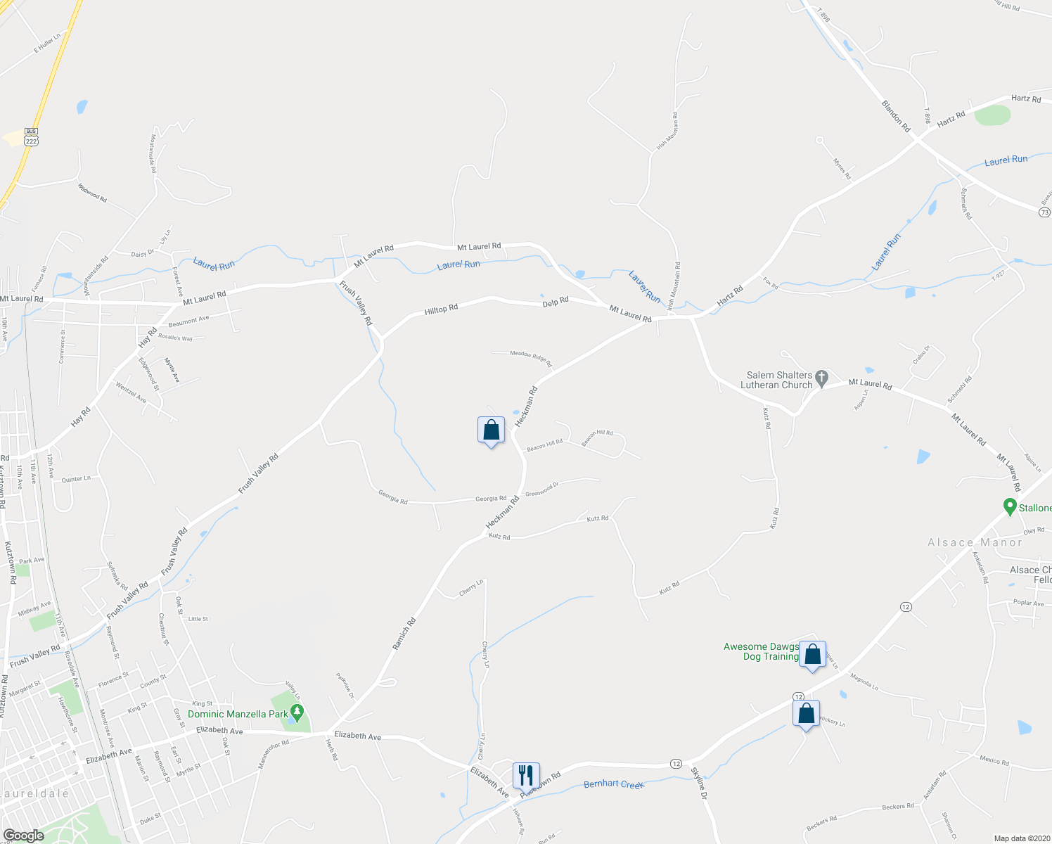 map of restaurants, bars, coffee shops, grocery stores, and more near 158 Heckman Road in Temple