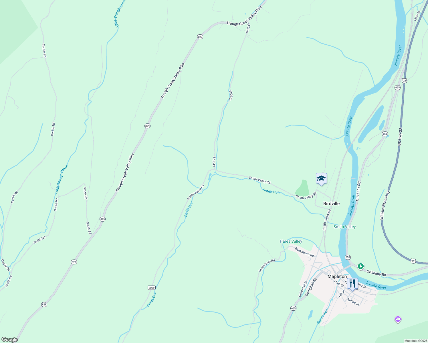 map of restaurants, bars, coffee shops, grocery stores, and more near 14079 Smith Valley Road in Mapleton