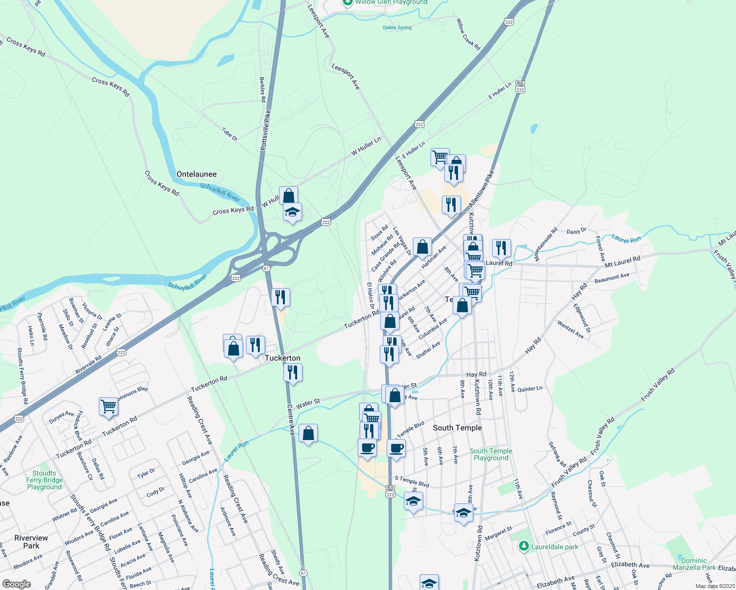 map of restaurants, bars, coffee shops, grocery stores, and more near 518 El Hatco Drive in Temple