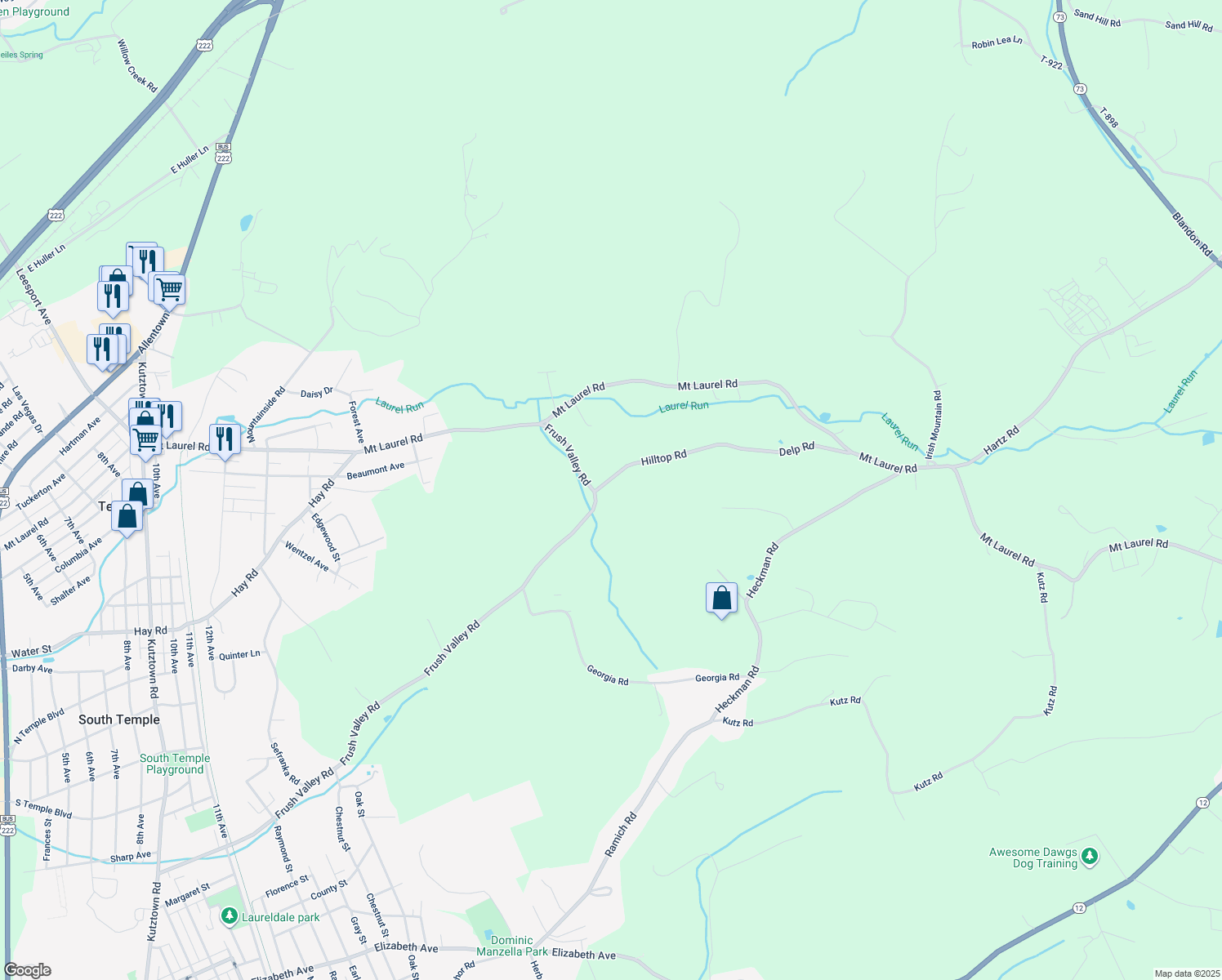map of restaurants, bars, coffee shops, grocery stores, and more near 1803 Hilltop Road in Temple