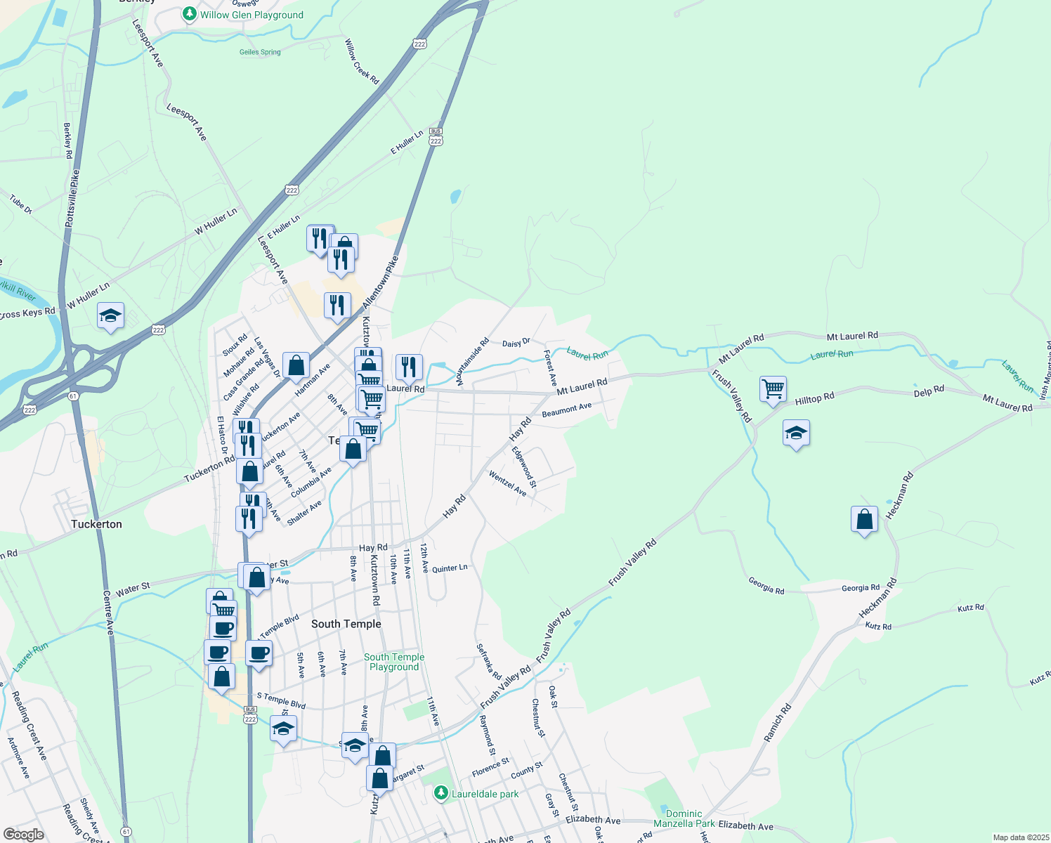 map of restaurants, bars, coffee shops, grocery stores, and more near 1379 Hay Road in Temple