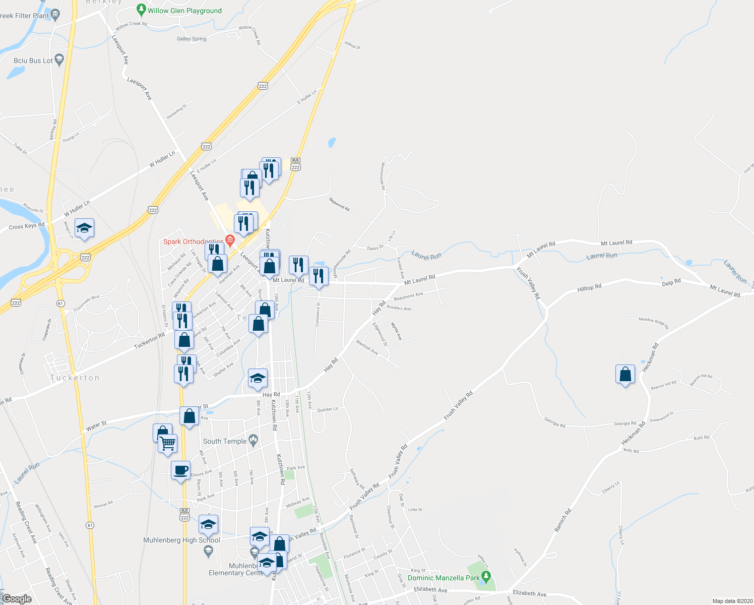 map of restaurants, bars, coffee shops, grocery stores, and more near 1406 Beaumont Avenue in Temple