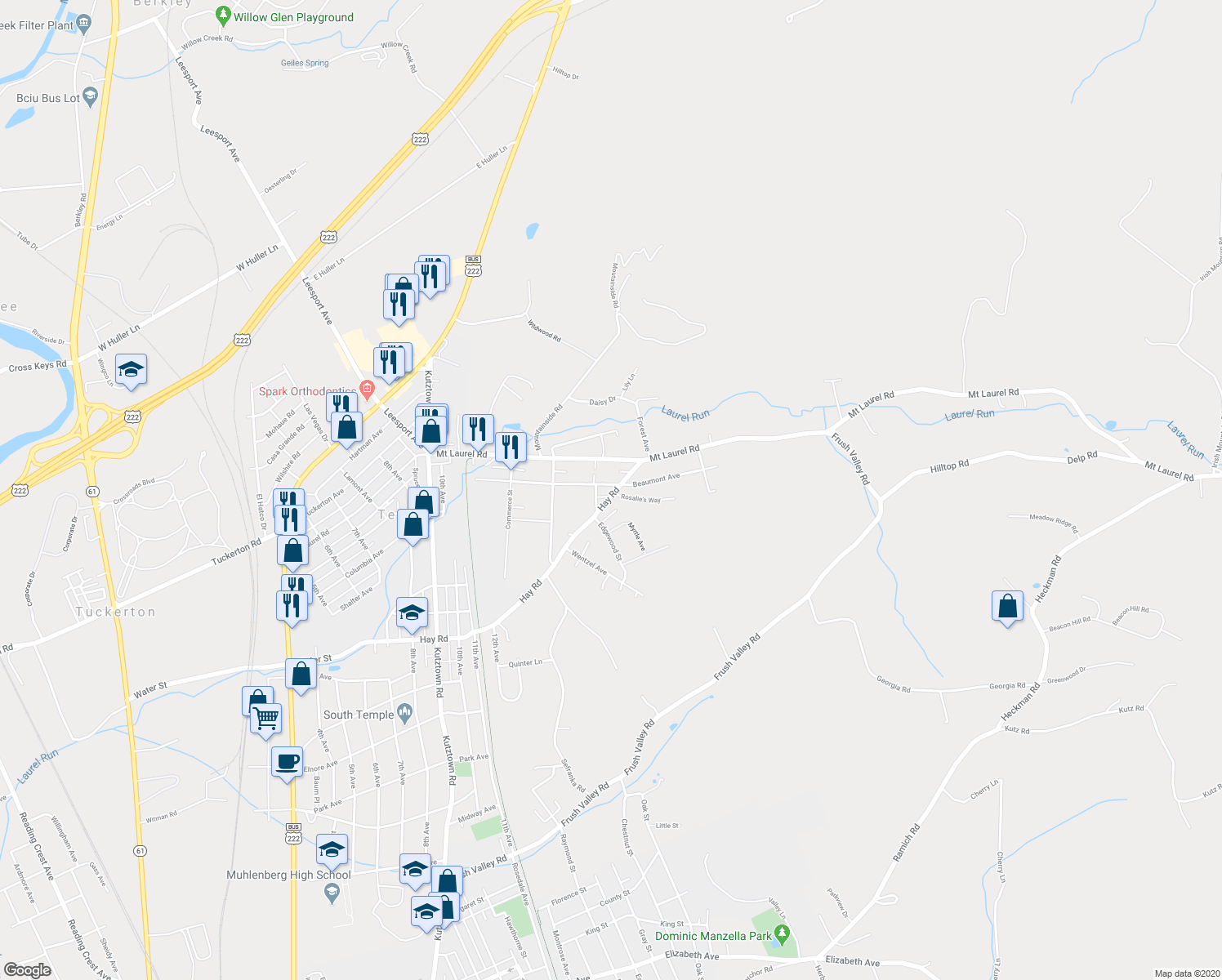 map of restaurants, bars, coffee shops, grocery stores, and more near 1408 Beaumont Avenue in Temple