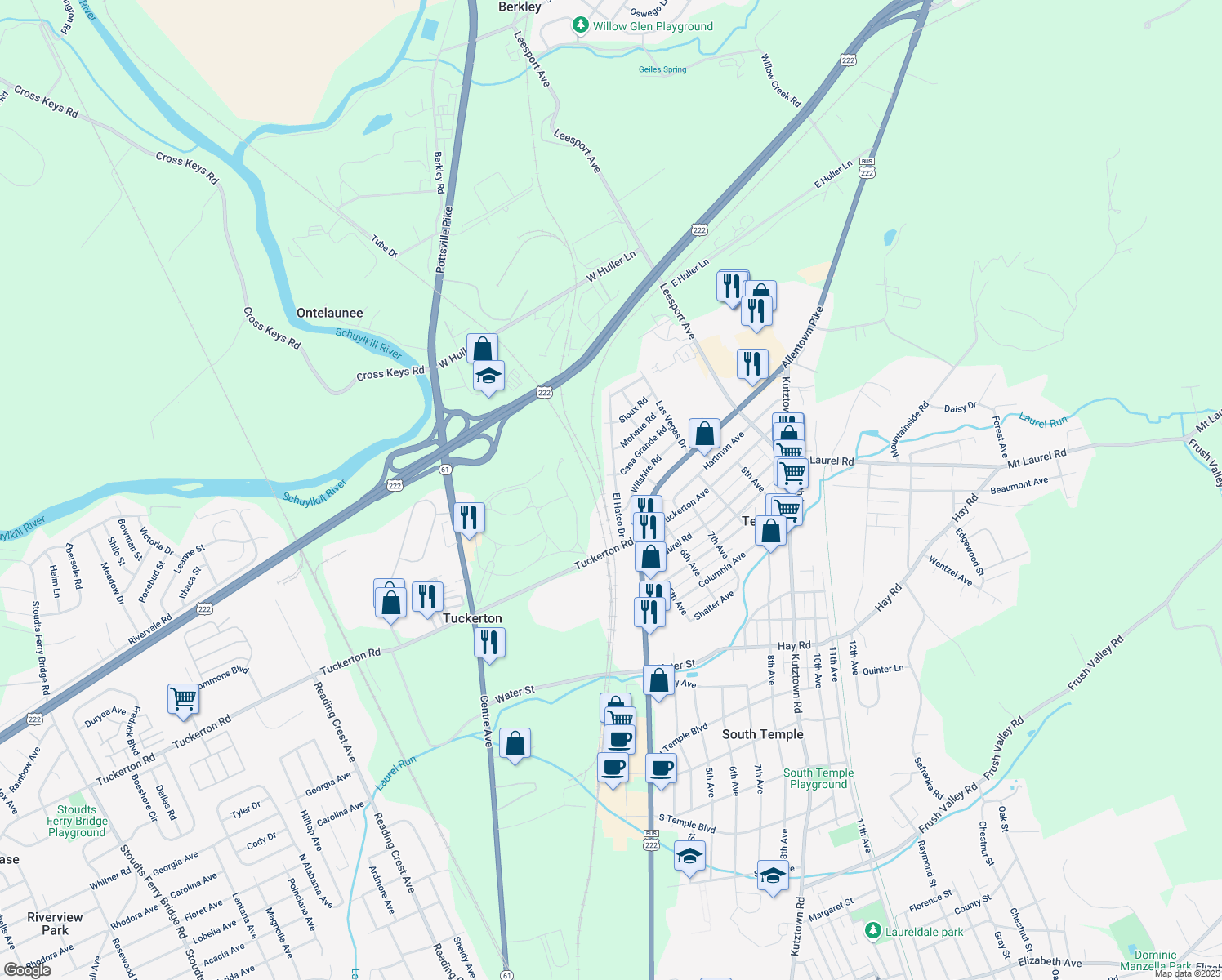 map of restaurants, bars, coffee shops, grocery stores, and more near 614 El Hatco Drive in Temple