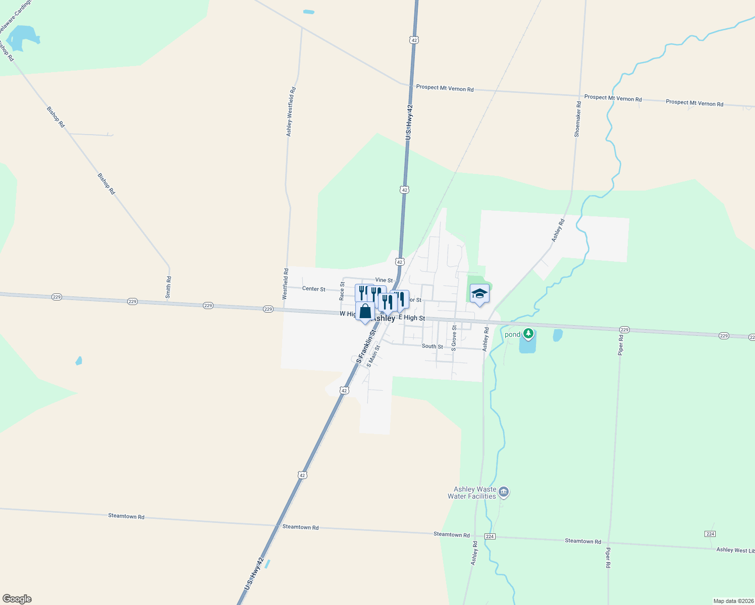 map of restaurants, bars, coffee shops, grocery stores, and more near 5 West Taylor Street in Ashley