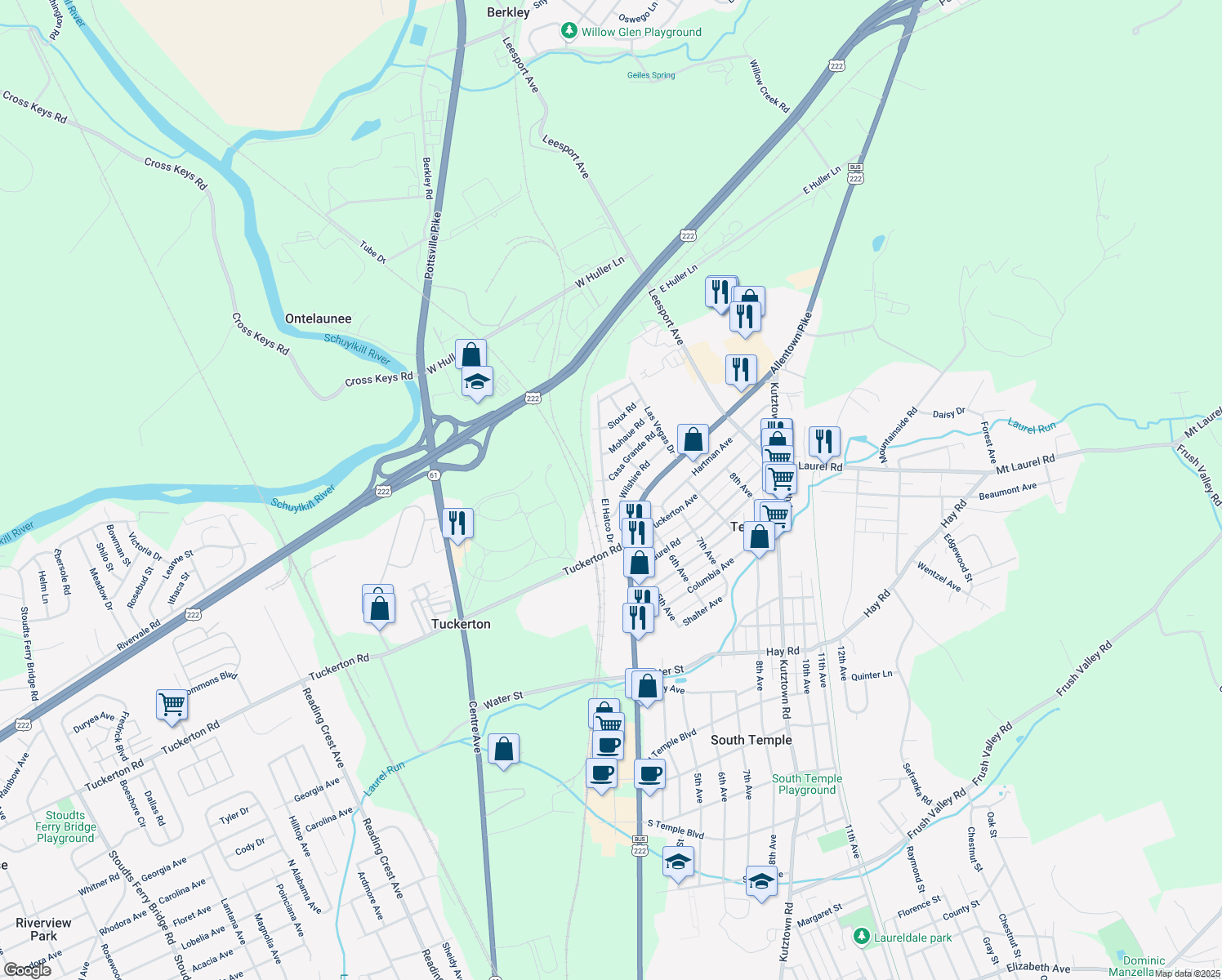 map of restaurants, bars, coffee shops, grocery stores, and more near 611 El Hatco Drive in Temple