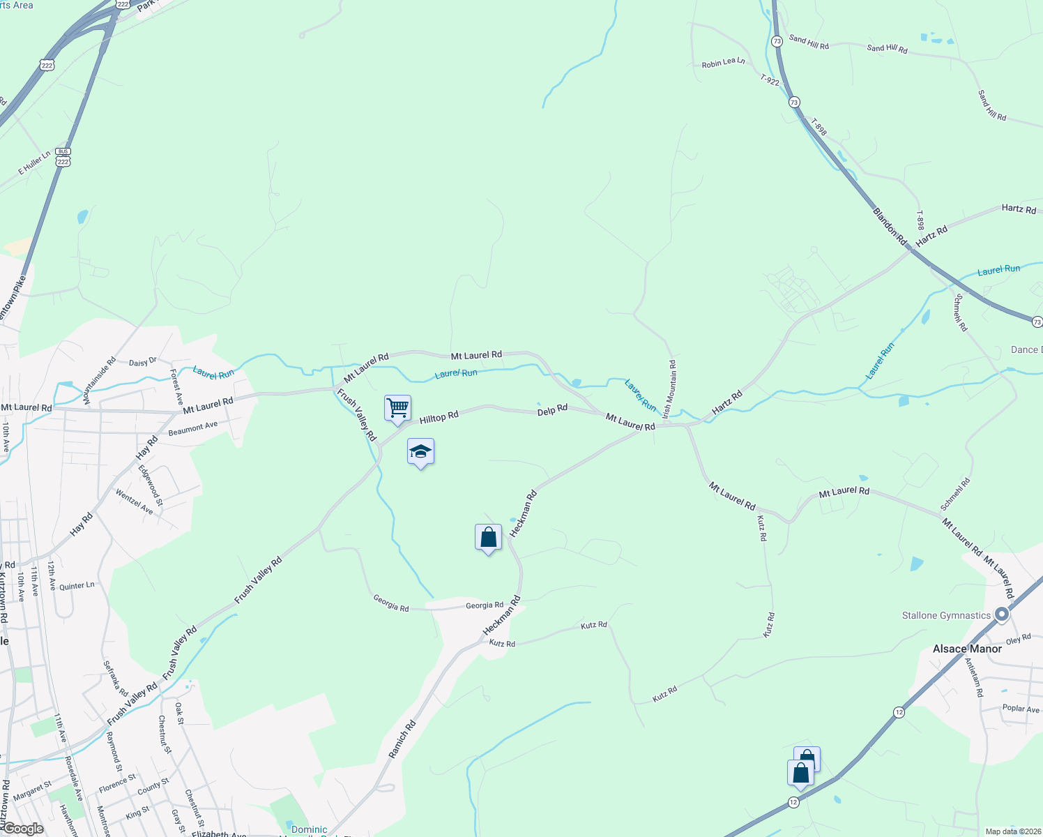 map of restaurants, bars, coffee shops, grocery stores, and more near 32 Delp Road in Temple