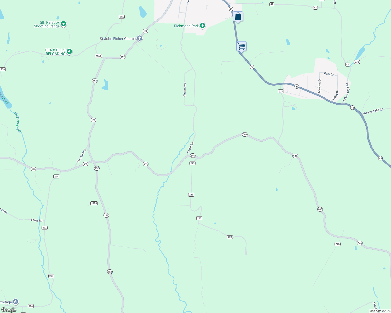 map of restaurants, bars, coffee shops, grocery stores, and more near 3074 Ohio 646 in Richmond