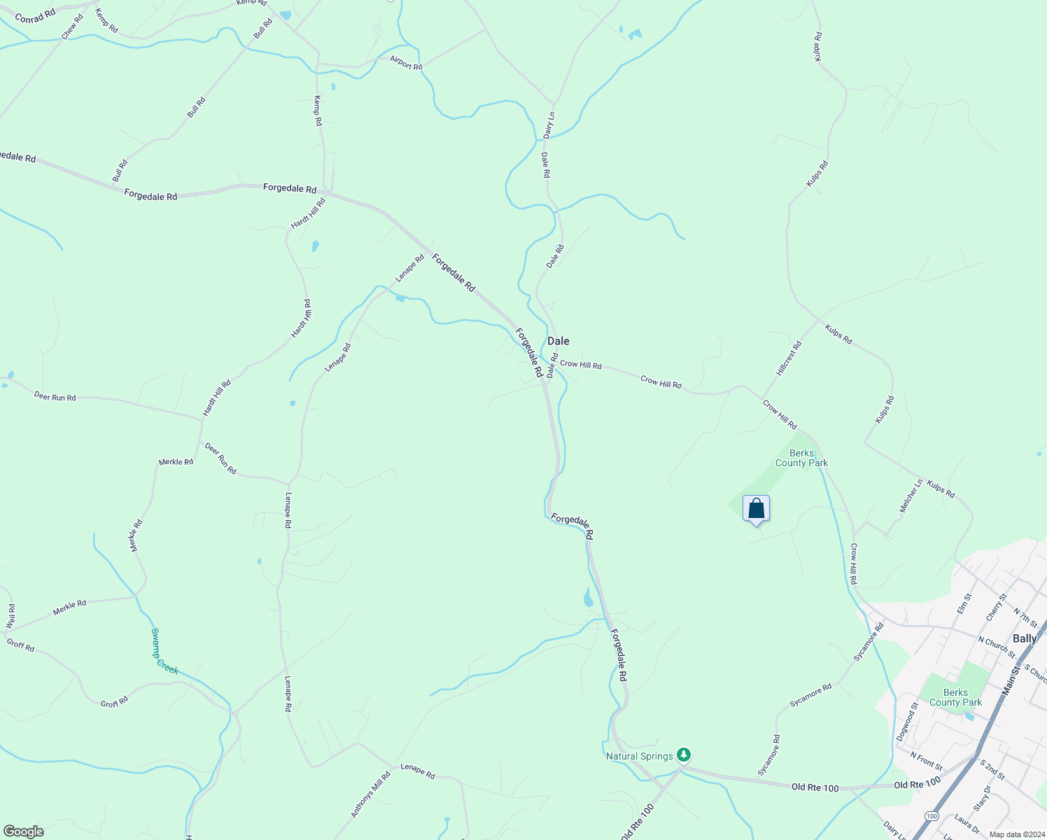map of restaurants, bars, coffee shops, grocery stores, and more near 583 Forgedale Road in Barto