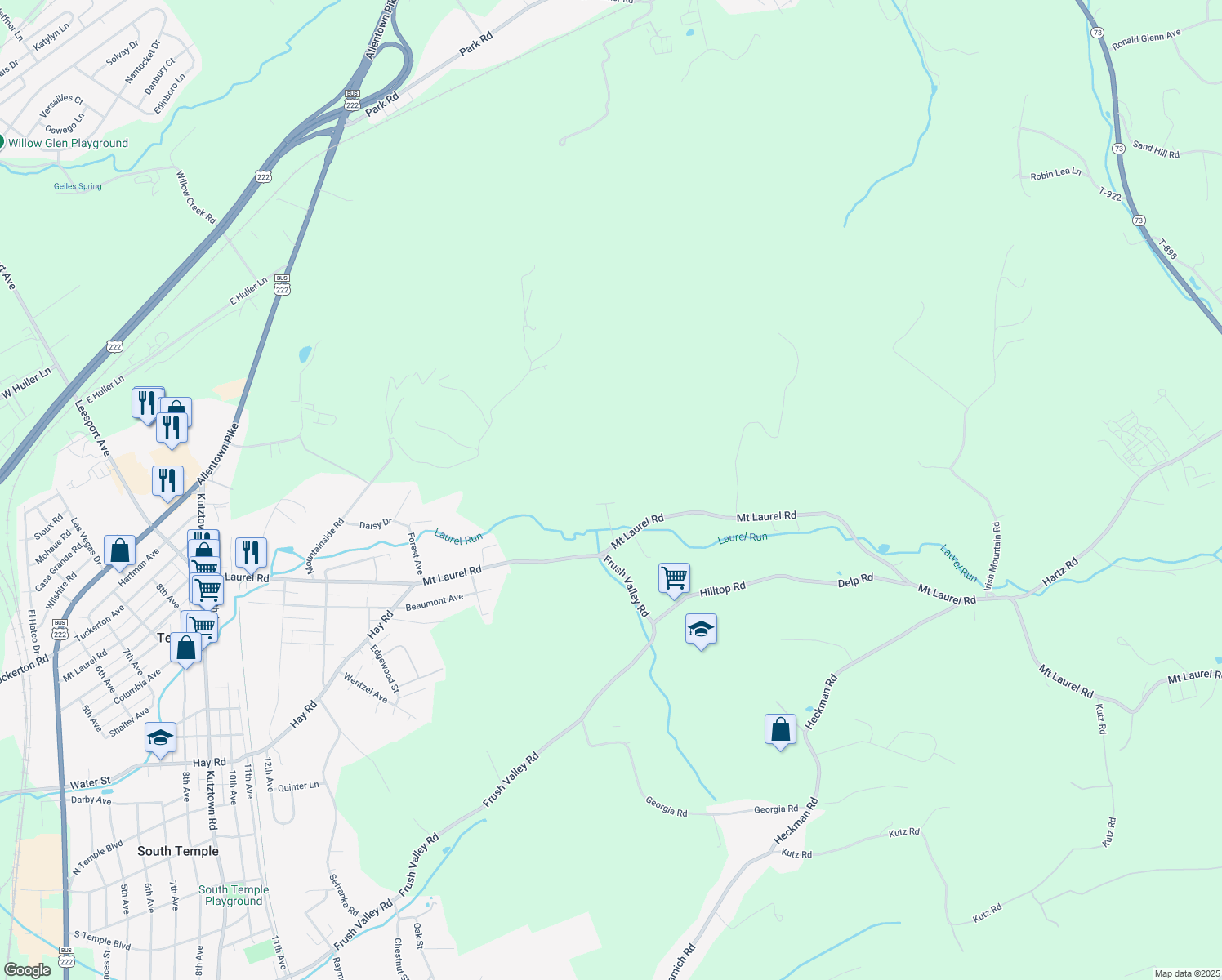 map of restaurants, bars, coffee shops, grocery stores, and more near 5017 Hillcrest Avenue in Temple