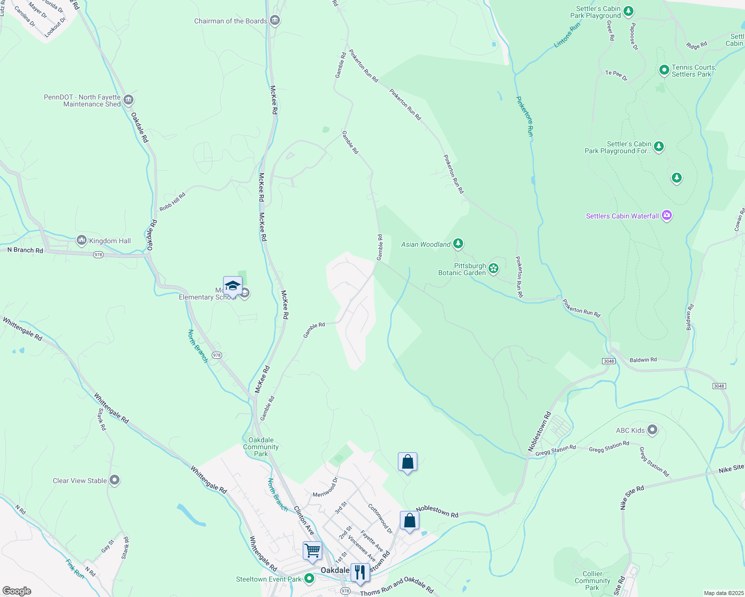 map of restaurants, bars, coffee shops, grocery stores, and more near 140 Holly Hill Drive in Oakdale