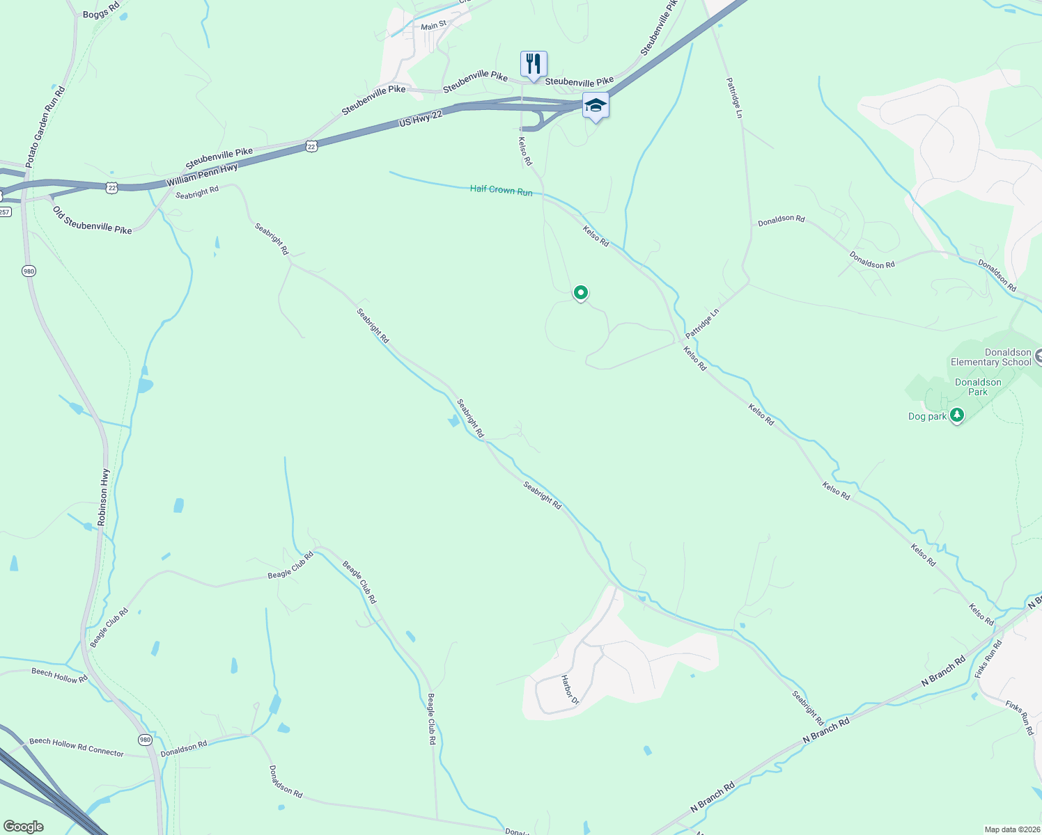 map of restaurants, bars, coffee shops, grocery stores, and more near 691 Seabright Road in McDonald