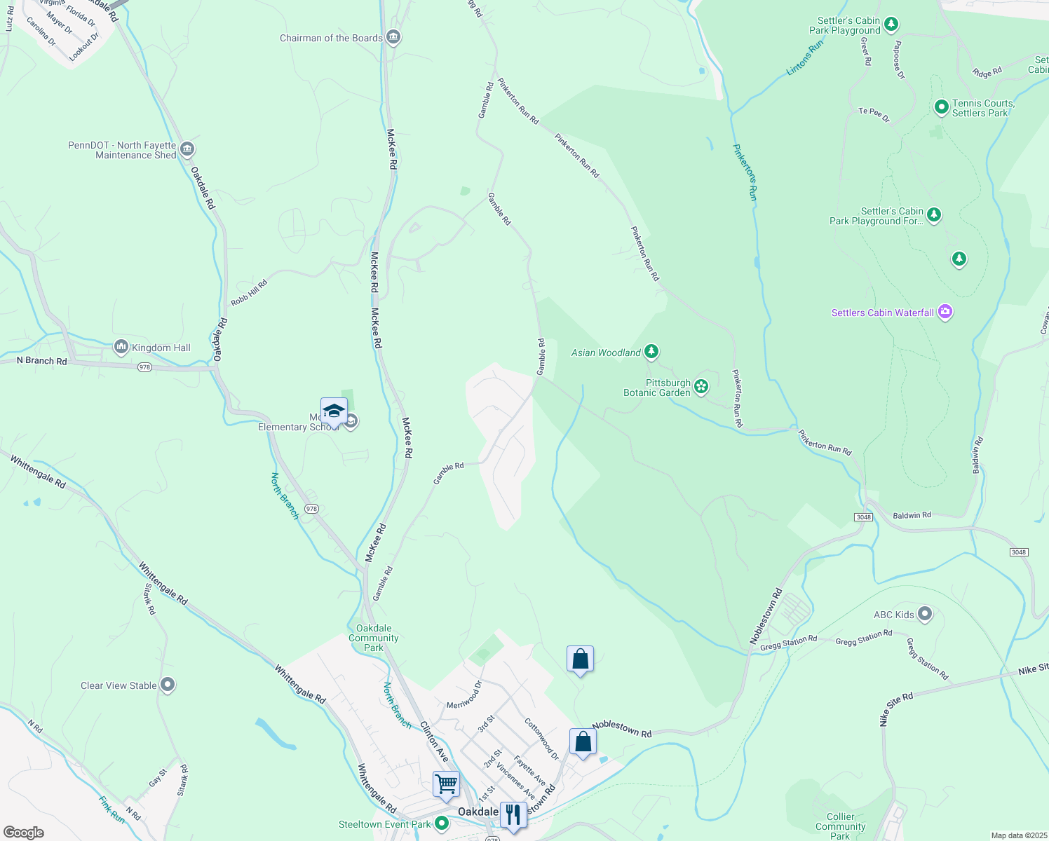 map of restaurants, bars, coffee shops, grocery stores, and more near 140 Holly Hill Drive in Oakdale