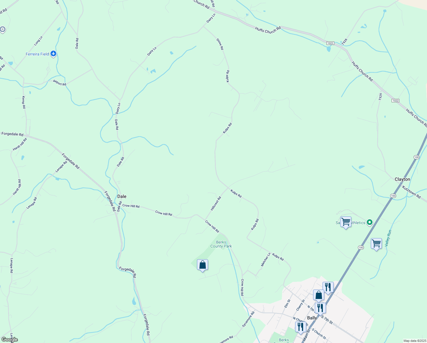 map of restaurants, bars, coffee shops, grocery stores, and more near 272 Kulps Road in Barto