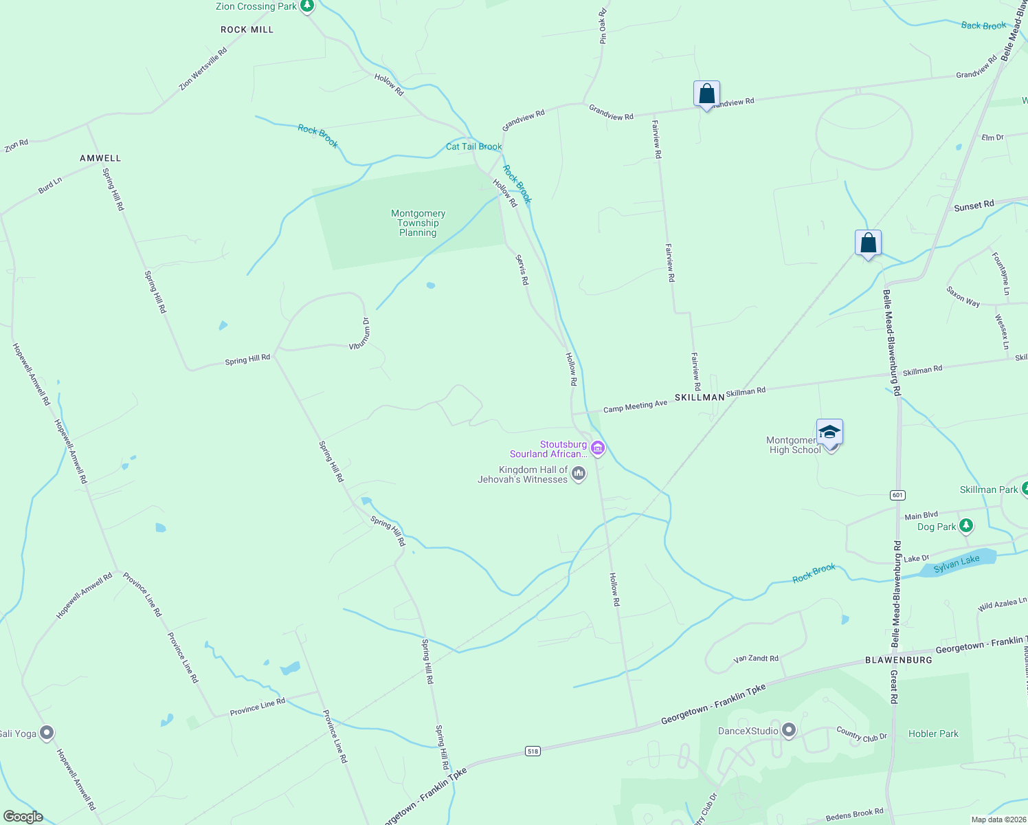 map of restaurants, bars, coffee shops, grocery stores, and more near 42 Stouts Road in Montgomery