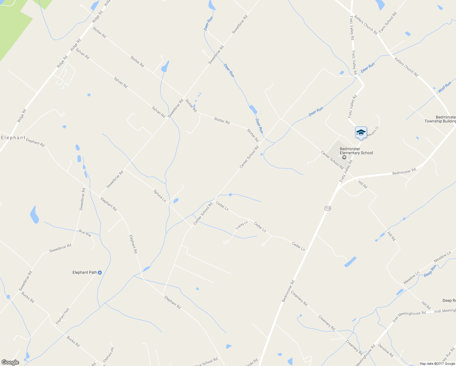 map of restaurants, bars, coffee shops, grocery stores, and more near Center School Road in Perkasie