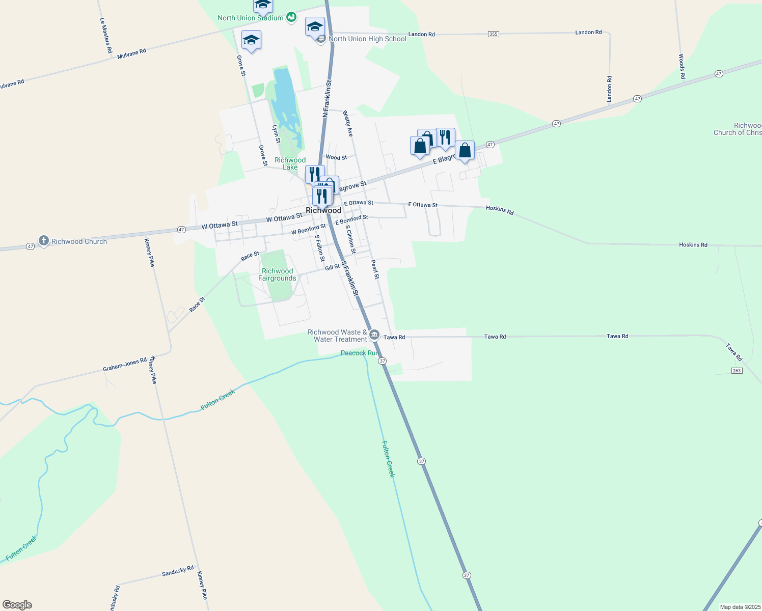 map of restaurants, bars, coffee shops, grocery stores, and more near 30 Fisher St in Richwood