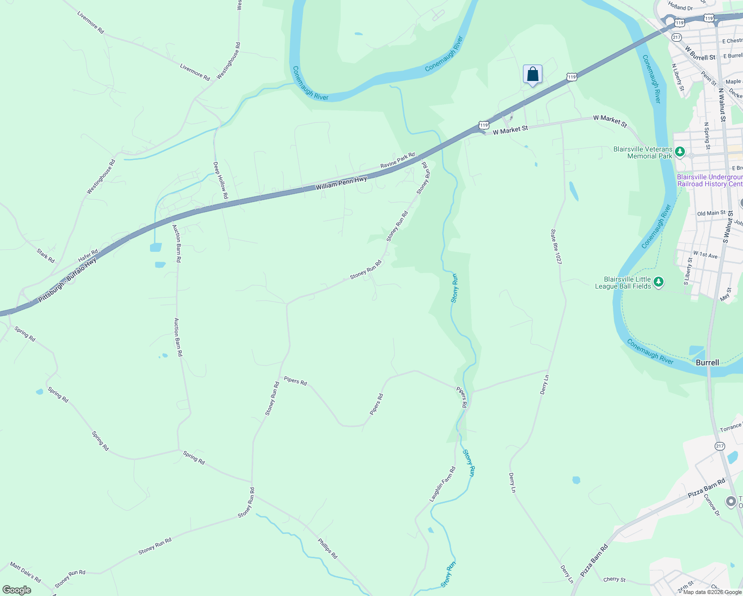 map of restaurants, bars, coffee shops, grocery stores, and more near 576 Stoney Run Road in Blairsville