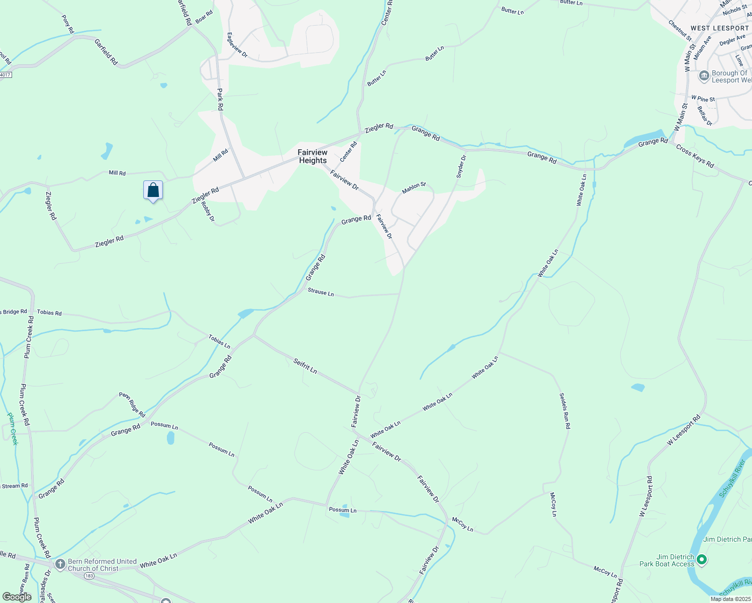 map of restaurants, bars, coffee shops, grocery stores, and more near 1016 Strause Lane in Leesport