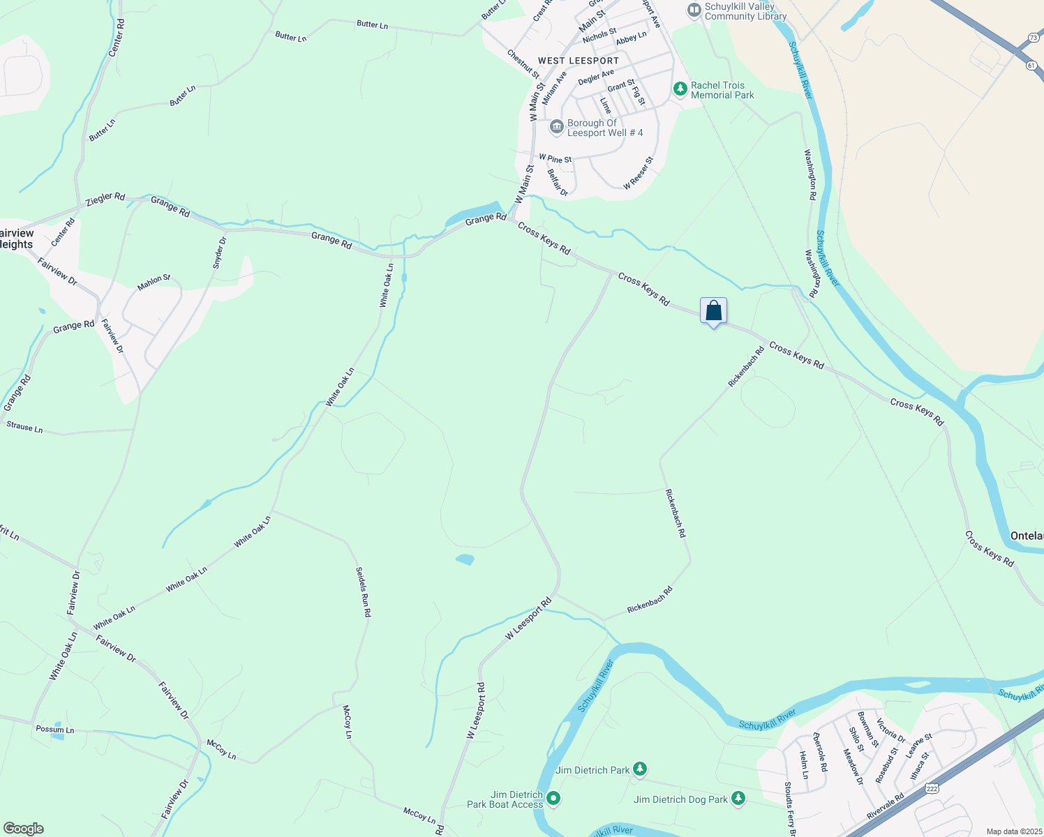 map of restaurants, bars, coffee shops, grocery stores, and more near 1542 West Leesport Road in Leesport